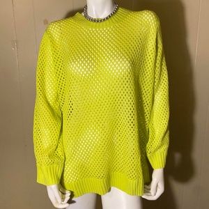 Neon green fishnet long sleeve sweater